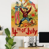 Oom Sam Vuurwerk Kind Vintage 4 juli Poster (Thuiskantoor)