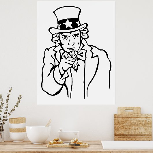 Oom Sam We willen dat je lijntekening maakt Poster (Keuken)