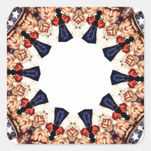 Oom Sam Wijzend Vinger Kaleidoscoop Vierkante Sticker