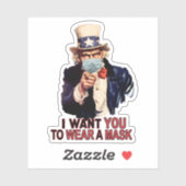 Oom Sam wil dat je een Face Mask USA Draag Sticker (Vel)