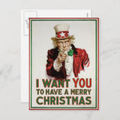 Oom Sam wil dat je een prettige kerst hebt Feestdagenkaart (Voorkant / Achterkant)