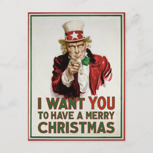 Oom Sam wil dat je een prettige kerst hebt Feestdagenkaart (Voorkant)
