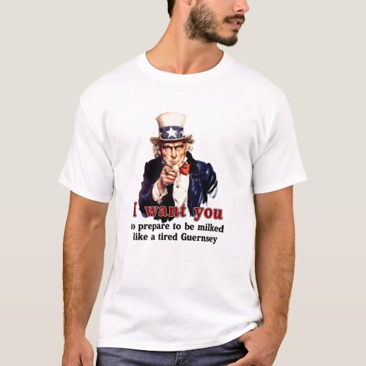 oom Sam wil dat je je melkt T-shirt (Voorkant)