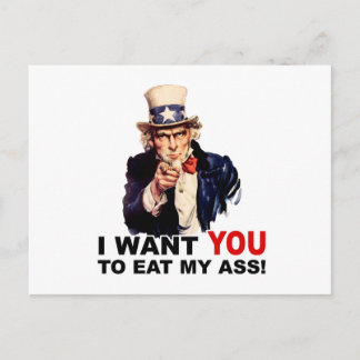 Oom Sam WIL DAT JE MIJN REET OP EET Briefkaart