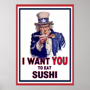 Oom Sam wil dat je Sushi eet Poster
