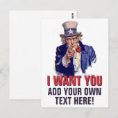 Oom Sam wil u! De tekstBriefkaart van de douane Briefkaart (Voorkant / Achterkant)