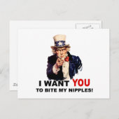Oom Sam WILT DAT JE MIJN NIPPELEN BITT Briefkaart (Voorkant / Achterkant)