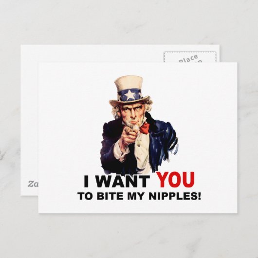 Oom Sam WILT DAT JE MIJN NIPPELEN BITT Briefkaart (Voorkant / Achterkant)