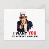Oom Sam WILT DAT JE MIJN NIPPELEN BITT Briefkaart (Voorkant)