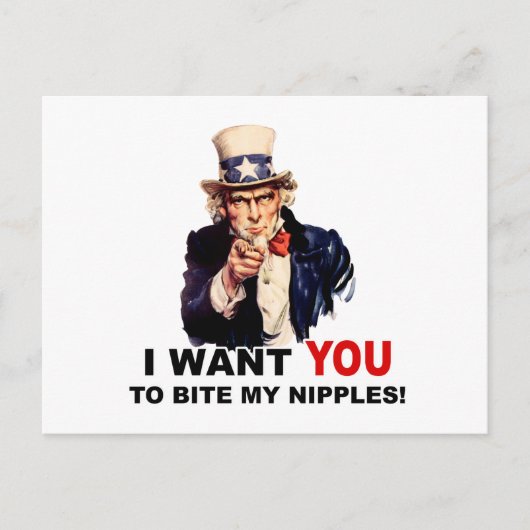 Oom Sam WILT DAT JE MIJN NIPPELEN BITT Briefkaart (Voorkant)