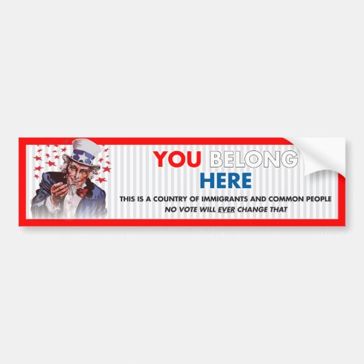 Oom Sam 'You Belong here'-Bumpersticker Bumpersticker (Voorkant)