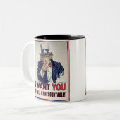 Oom Sam zegt: "Hou me verantwoordelijk!" Tweekleurige Koffiemok (Voorkant links)