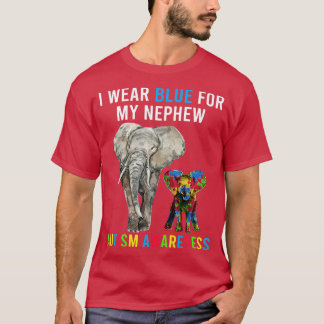 Oom tante Autism Elephant s, ik Draag blauw voor m T-shirt