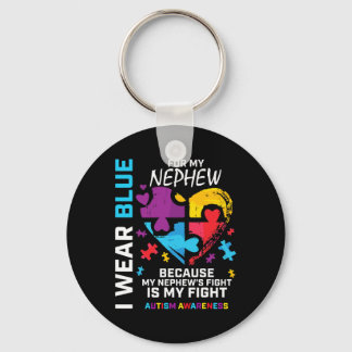 Oom tante Heart ik Blue Draag voor mijn Nephew aut Sleutelhanger