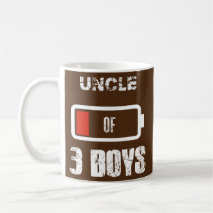 Oom van 3 drie jongens Lage Batterij Vaderdag Koffiemok