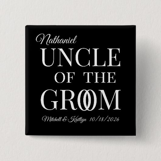 Oom van de bruidegom bruiloft vierkante button 5,1 cm (Voorkant)