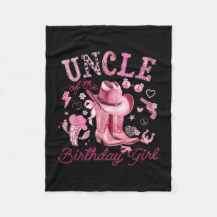 Oom van het meisje dat jarig is roze cowgirl weste fleece deken
