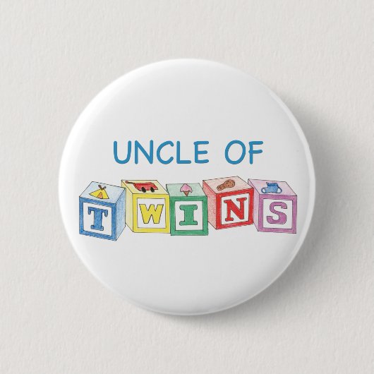 Oom van Twins Blocks Ronde Button 5,7 Cm (Voorkant)