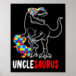 Oomlesaurus T Rex Dinosaur Autisme Bewustzijn Oom Poster