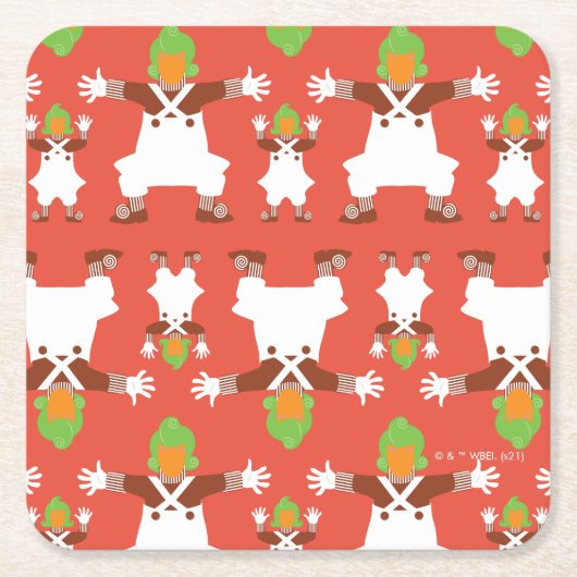 Oompa Loompa Dancing Pattern Vierkante Kartonnen Onderzetter (Voorkant)