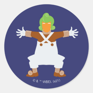 Oompa Loompa wapt uit Ronde Sticker