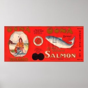 Oona Brand Salmon Label Poster