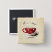 Ooo La Latte Vierkante Button 5,1 Cm (Voorkant /achterkant)