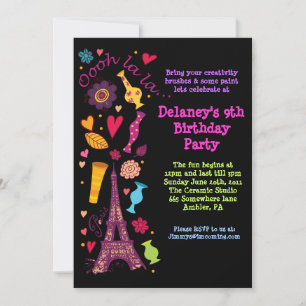 Oooh La La Paris verjaardagsfeestje uitnodiging