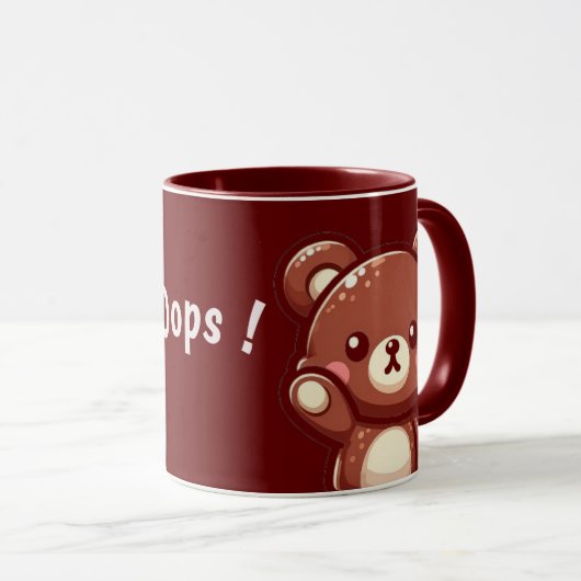 Oops Cute Teddy Bear – Kawaii Mug Design (Devant droit)