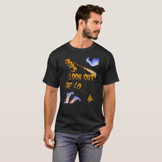 Oops Gevallen Vliegende Heks Halloween T-shirt (Voorkant volledig)