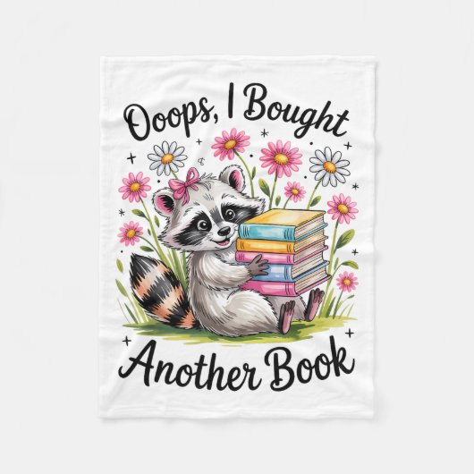 Oops I Bought Another Book Funny Cute Raccoon Read Fleece Deken (Voorkant)