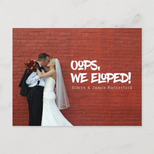 Oops Nous Avons Elopé Mariage Photo Faire-part (Devant)
