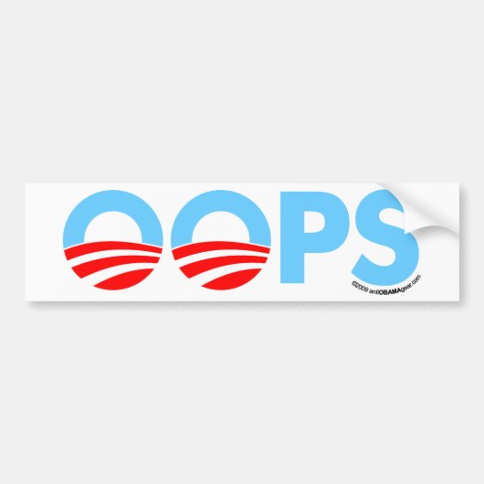 Oops Obama Miinzet Bumpersticker (Voorkant)