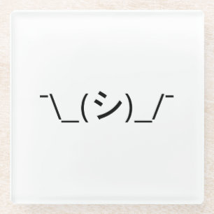 Oops Shrug Emoticon Count\_(シ)_/ Japanse Kaomoji Glazen Onderzetter