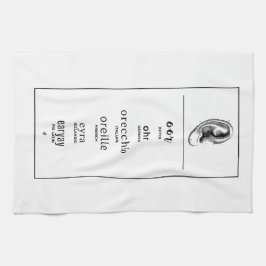 Oor in verschillende talen theedoek