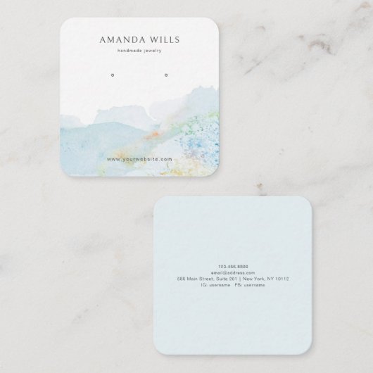 Oorbel Sieraden Display Houder · Waterverf Natuur Vierkante Visitekaartje (Voorkant / Achterkant)