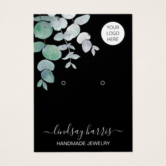 Oorbellen Waterverf Zwart Sieraden Display Kaart (Voorkant)