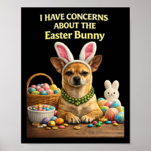 Oordelende Chihuahua Paashaas Bezorgdheden Grappig Poster