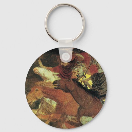 Oorlog door Arnold Bocklin, Vintage Symbolism Fine Sleutelhanger (Voorkant)