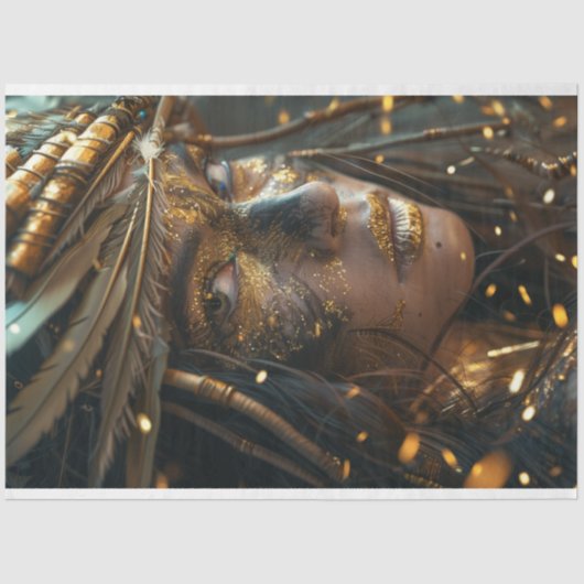 Oorlog geschilderd indiaanse vrouw decoupage tissuepapier (Voorkant)