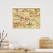 Oorlog in West Indies Map 1898 Poster (Keuken)
