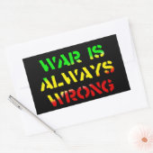Oorlog is altijd verkeerd Rasta Rechthoekige Sticker (Envelop)