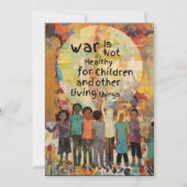 Oorlog is niet gezond voor kinderen citeren feestdagenkaart (Voorkant)