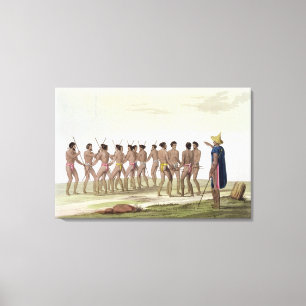 Oorlogsdans van de Caroline Islanders, bord 22 van Canvas Afdruk