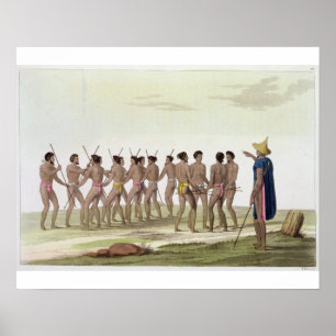 Oorlogsdans van de Caroline Islanders, bord 22 van Poster