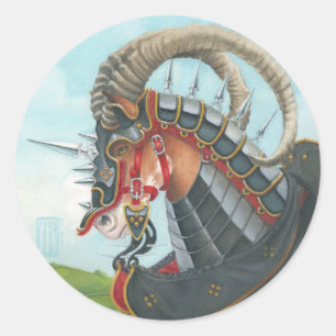 oorlogspaard ronde sticker
