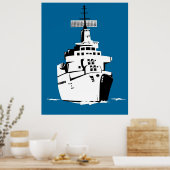oorlogsschip voor de marine met grote pistolen pos poster (Keuken)