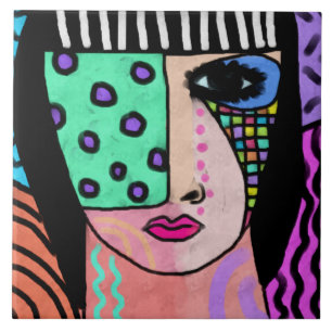 Oorspronkelijk Abstract portret van een vrouw Tegeltje