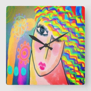 Oorspronkelijk Abstract schilderen Vierkante Klok