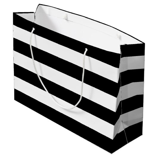 Oorspronkelijk Elegant zwart-wit strepen patroon Large Cadeautasje (Achterkant Gekanteld)